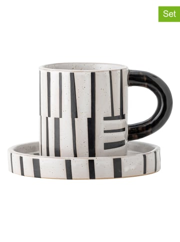 Bloomingville 2tlg. Set: Kaffeetasse "Frankie" in Weiß/ Schwarz - 300 ml