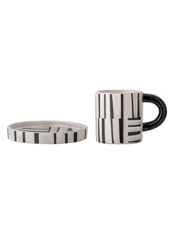 Bloomingville 2-delige set: Koffiekop "Frankie" wit/zwart - 300 ml