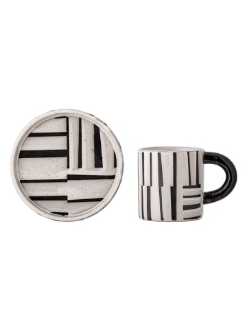 Bloomingville 2-częściowy zestaw "Frankie" w kolorze biało-czarnym do kawy - 300 ml