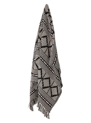 Bloomingville Koc "Gutte" w kolorze kremowo-czarnym - 160 x 130 cm