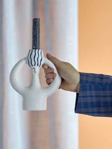 Bloomingville Kaarshouder ''Hatty'' wit/blauw - (B)14 x (H)17 x (D)6 cm