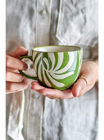 Bloomingville Kubek "Heikki" w kolorze kremowo-oliwkowym - 240 ml