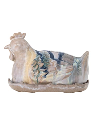 Bloomingville Boterkuip "Heni" beige/donkerblauw - (B)19 x (H)13 x (D)13 cm