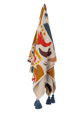 Bloomingville Koc "Horus" w kolorze kremowo-żółto-czerwonym - 160 x 130 cm