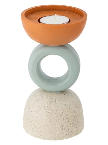 Bloomingville Theelichthouder "Loretta" oranje/mintgroen/crème - (H)17 x Ø 9 cm