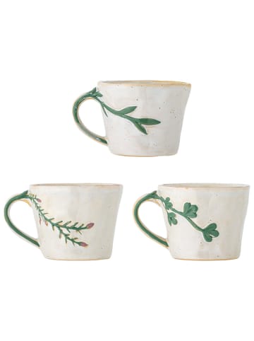 Bloomingville 3-delige set: koppen "Loua" grijs - (H)7,5 x Ø 9 cm