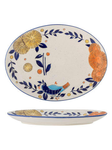 Bloomingville Servierplatte "Lynna" in Weiß/ Blau/ Orange - (L)34 x (B)25 cm