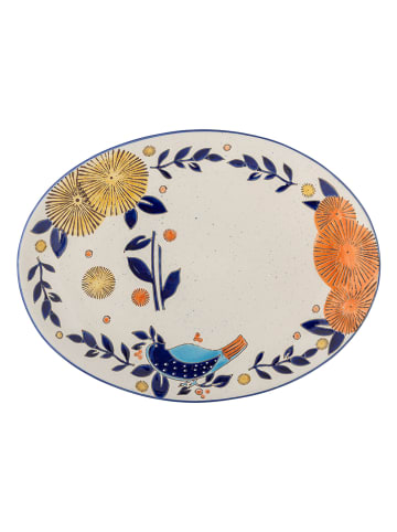 Bloomingville Servierplatte "Lynna" in Weiß/ Blau/ Orange - (L)34 x (B)25 cm