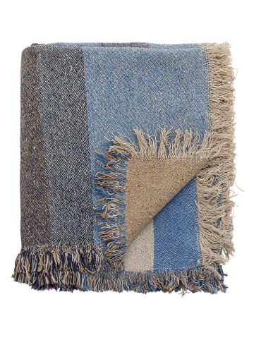 Bloomingville Wohndecke ''Maji'' in Beige/ Blau - (L)160 x (B)130 cm