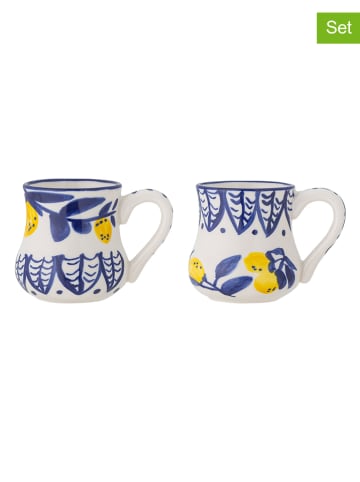 Bloomingville Filiżanki (2 szt.) "Maxima" w kolorze niebiesko-żółtym do espresso - 112 ml