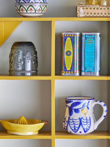 Bloomingville Kop "Maxima" wit/blauw/geel - 510 ml