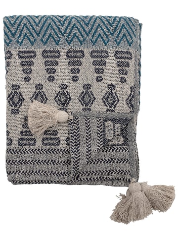 Bloomingville Plaid "Milas" blauw - (L)160 x (B)130 cm