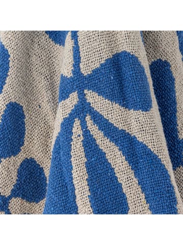 Bloomingville Wohndecke ''Nevine'' in Beige/ Blau - (L)160 x (B)130 cm