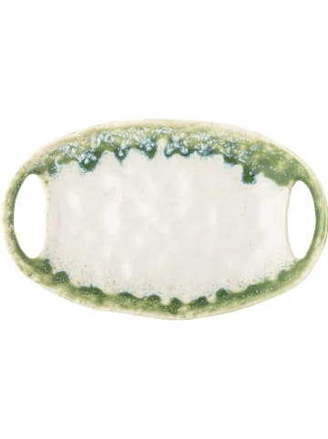 Bloomingville Półmisek "Prim" w kolorze kremowo-zielonym - 22 x 13,5 cm