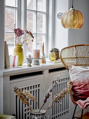 Bloomingville 2er-Set: Kerzenständer ''Reem'' in Weiß/ Hellbraun - (B)7 x (H)8 x (T)4 cm