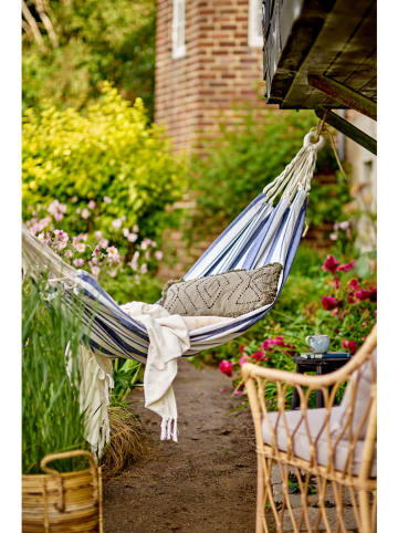 Bloomingville Hangmat "Remo" blauw/wit - (L)300 x (B)100 cm