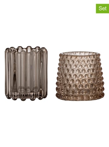 Bloomingville Świeczniki (2 szt.) "Rosslin" w kolorze brązowym