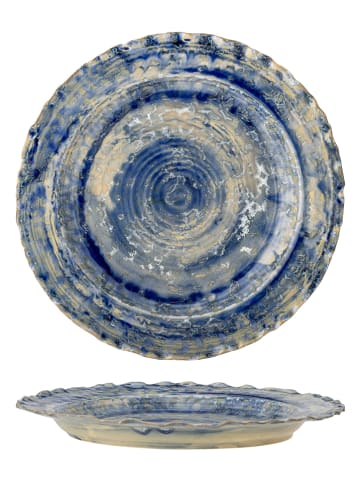 Bloomingville Serveerplateau "Rowan" crème/blauw - Ø 27 cm