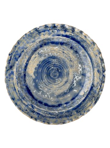 Bloomingville Serveerplateau "Rowan" crème/blauw - Ø 27 cm