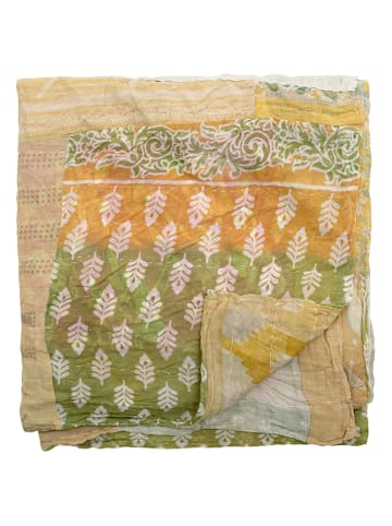 Bloomingville Koc "Sari" w kolorze żółto-zielonym - 150 x 130 cm