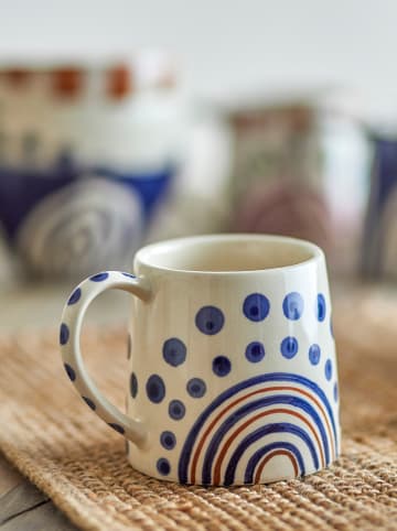Bloomingville Kaffeetasse "Shama" in Creme/ Blau - 270 ml