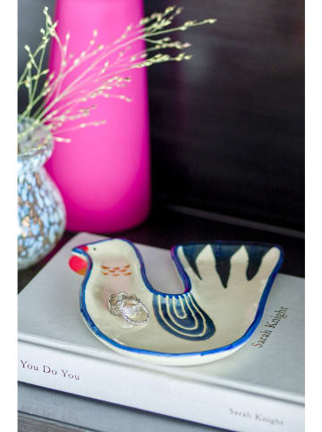 Bloomingville Miska dekoracyjna "Trudy" w kolorze kremowo-granatowym - 12,5 x 14 cm