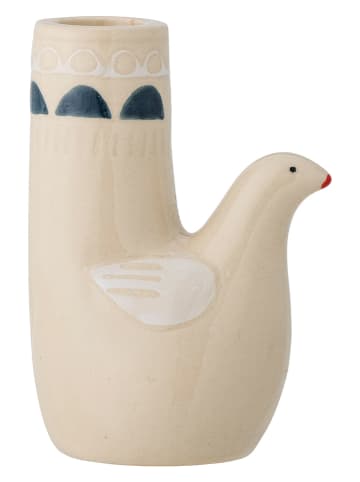 Bloomingville Świecznik "Trudy" w kolorze kremowo-granatowym - 8,5 x 11,5 x 6 cm