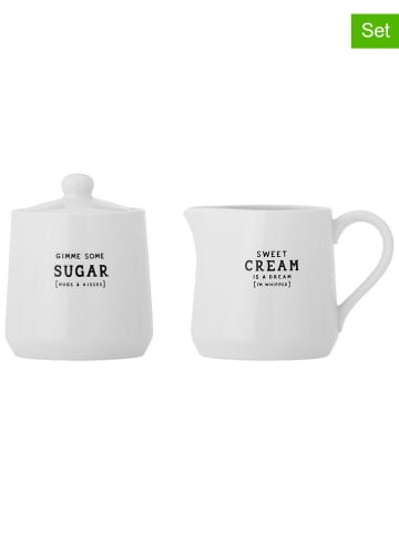 Bloomingville 2tlg. Set: Zuckerdose & Milchkännchen in Weiß