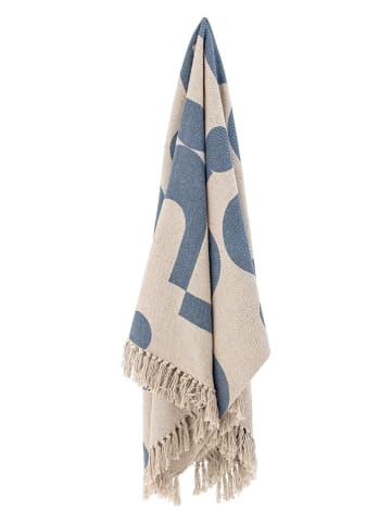 Bloomingville Plaid "Agno" blauw/beige - (L)160 x (B)130 cm