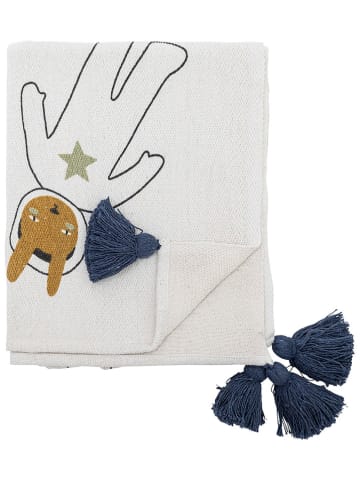 Bloomingville Plaid "Space" wit/donkerblauw - (L)160 x (B)130 cm