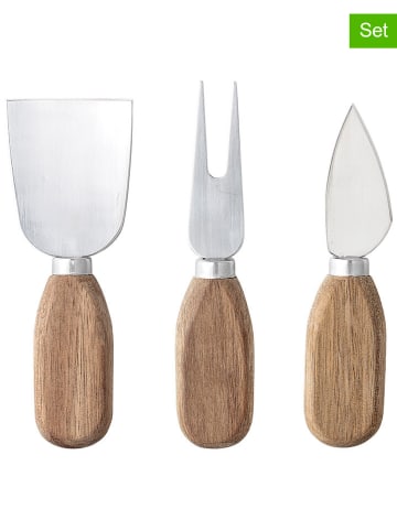 Bloomingville 3-delige kaasbestekset "Lisamai" lichtbruin - (H)13 cm