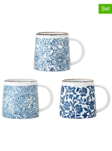 Bloomingville 3er-Set: Tassen "Molly" in Blau - (H)9,5 x  Ø 9,5 cm