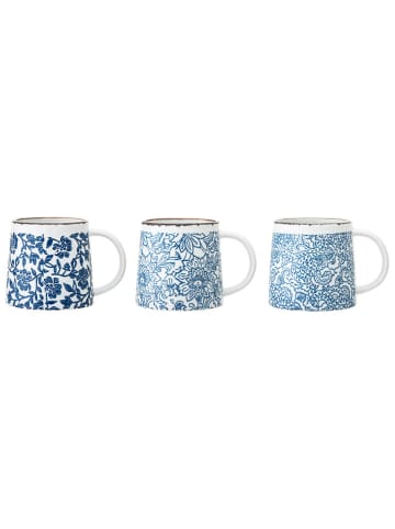 Bloomingville 3-delige set: koppen "Molly" blauw - (H)9,5 x  Ø 9,5 cm