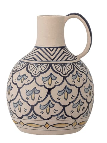 Bloomingville Vaas "Nadya" crème/blauw - (H)27 x Ø 20 cm