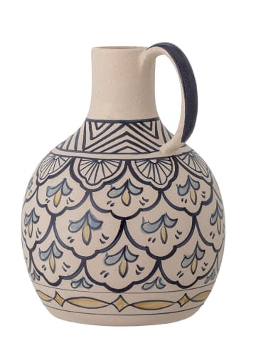 Bloomingville Vase "Nadya" in Creme/ Blau - (H)27 x Ø 20 cm