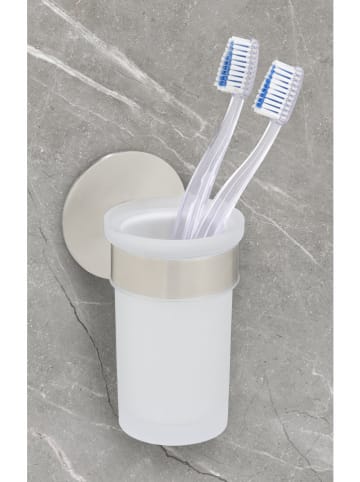 Schöner Wohnen Kollektion Zahnputzbecher ''Meleto'' in Weiß/ Silber - (H)12 cm