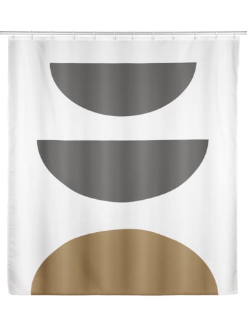 Schöner Wohnen Kollektion Duschvorhang "Mahan" in Weiß/ Grau/ Beige - (L)200 x (B)180 cm