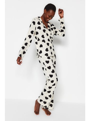 trendyol Pyjama in Creme/ Schwarz
