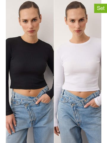 trendyol 2er-Set: Longsleeves in Schwarz/ Weiß