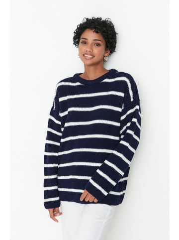 trendyol Trui donkerblauw/wit