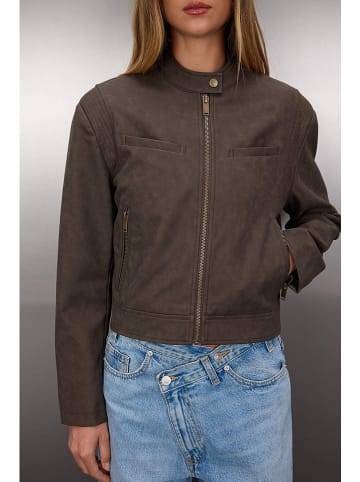 trendyol Kunstlederjacke in Dunkelbraun