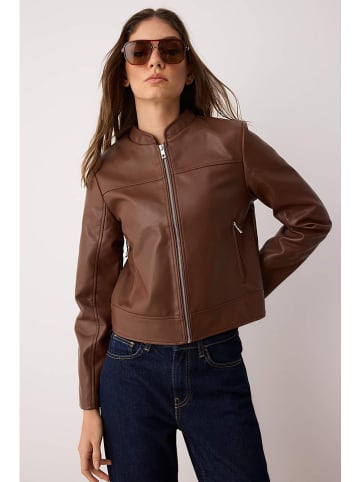 trendyol Kurtka w kolorze brązowym ze skóry syntetycznej