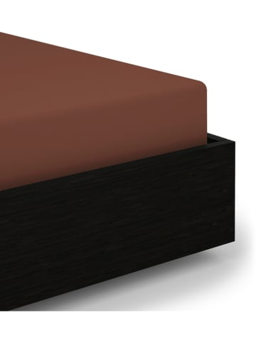 Heckett Lane Prześcieradło satynowe "Elementi" w kolorze brązowym na gumce