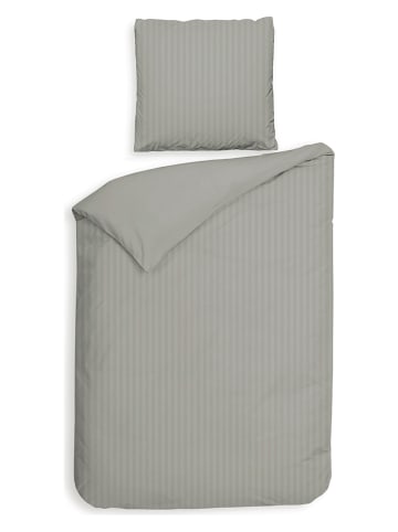 Heckett Lane Satin-Bettwäsche-Set "Banda" in Grau