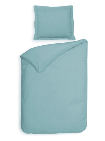 Heckett Lane Satin-Bettwäsche-Set "Punto" in Hellblau