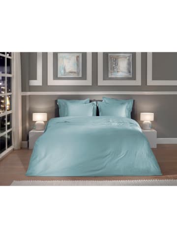 Heckett Lane Satin-Bettwäsche-Set "Punto" in Hellblau