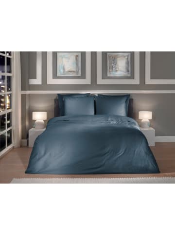 Heckett Lane Komplet pościeli satynowej "Punto" w kolorze granatowym