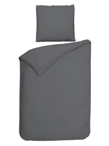 Heckett Lane Satin-Bettwäsche-Set "Punto" in Anthrazit