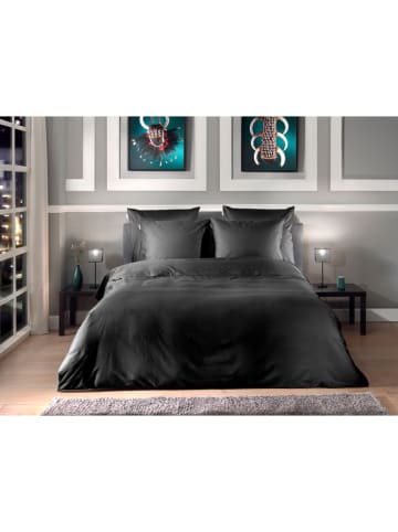Heckett Lane Komplet pościeli satynowej "Punto" w kolorze czarnym