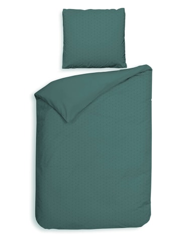 Heckett Lane Komplet pościeli satynowej "Punto" w kolorze zielonym